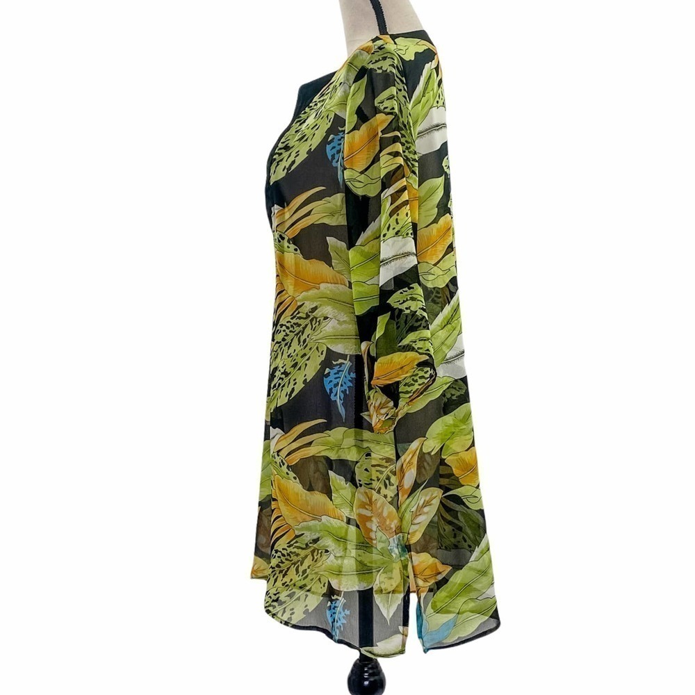 SWIM & Smile Green Abstract Print Long Sleeve Bathing Suit Cover-Up - Picture 3 of 11